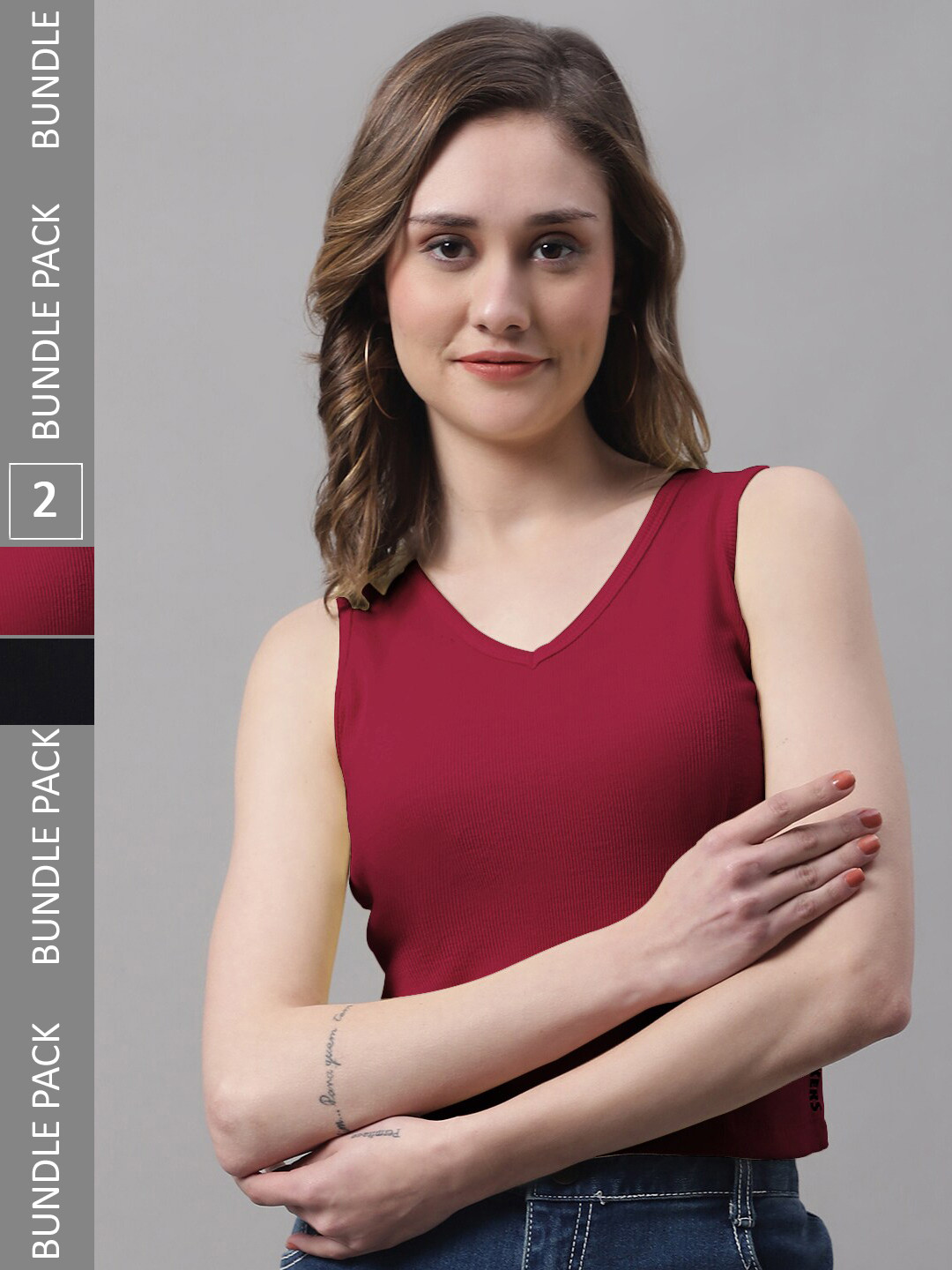 Buy FBAR Pack Of 2 Cotton Fitted Crop Top - Tops for Women 23397792