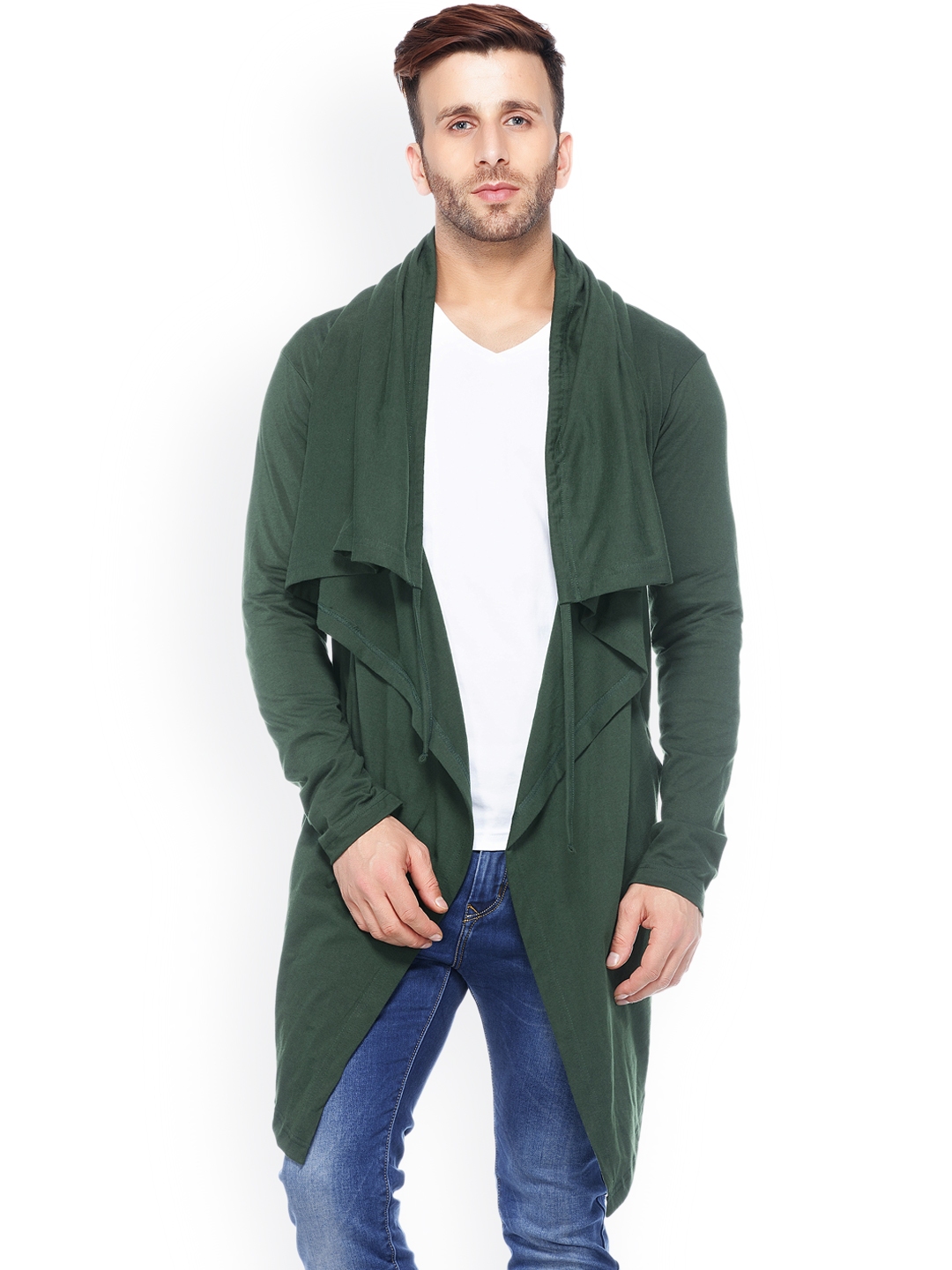 Buy Tinted Men Green Solid Hooded Shrug - Shrug for Men 2340132 | Myntra