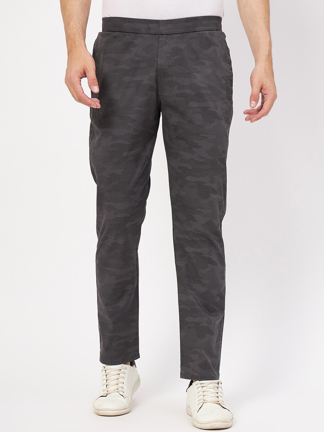 Buy Okane Men Regular Fit Mid Rise Printed Cotton Track Pants Track