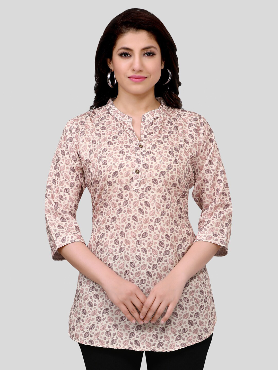 Buy Saree Swarg Floral Printed Band Collar Kurti Kurtis for Women