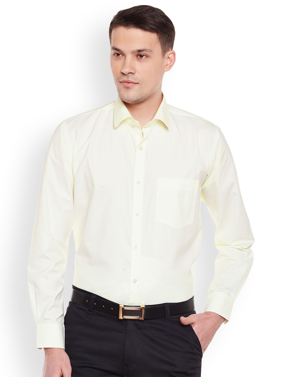Buy LaMODE Men Cream Coloured Regular Fit Solid Formal Shirt - Shirts ...