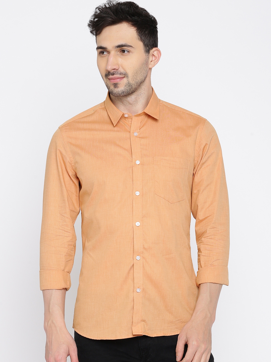Buy Indigo Nation Men Orange Slim Fit Solid Casual Shirt - Shirts for ...
