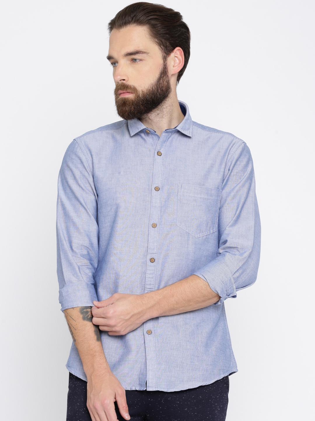 Buy Indigo Nation Men Blue Slim Fit Self Design Casual Shirt - Shirts ...