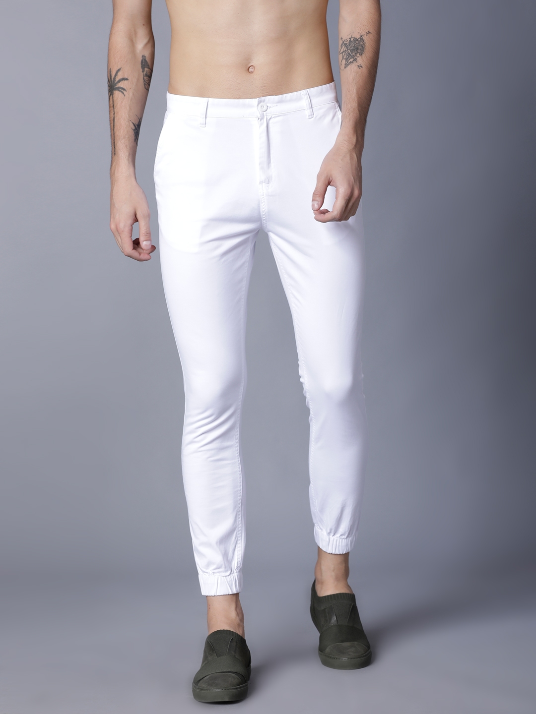 Buy HIGHLANDER By Rohit Sharma Men White Slim Fit Joggers - Trousers ...