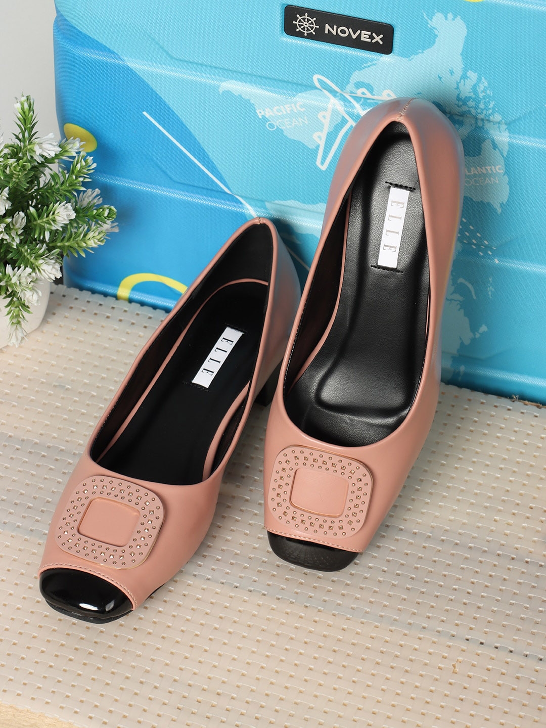 Buy ELLE Embellished Block Pumps - Heels for Women 23442320 | Myntra