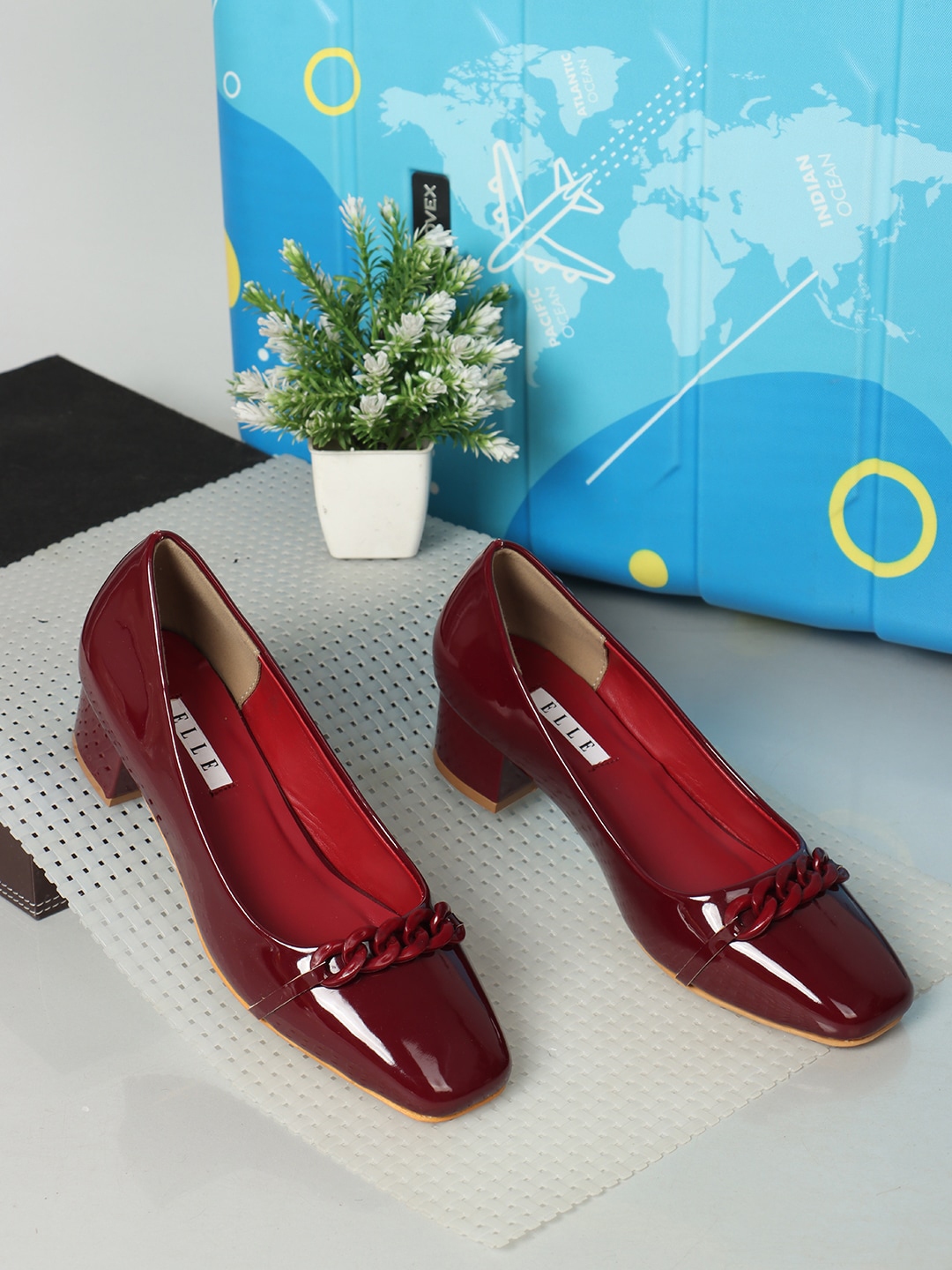 Buy ELLE Embellished Block Pumps - Heels for Women 23442332 | Myntra