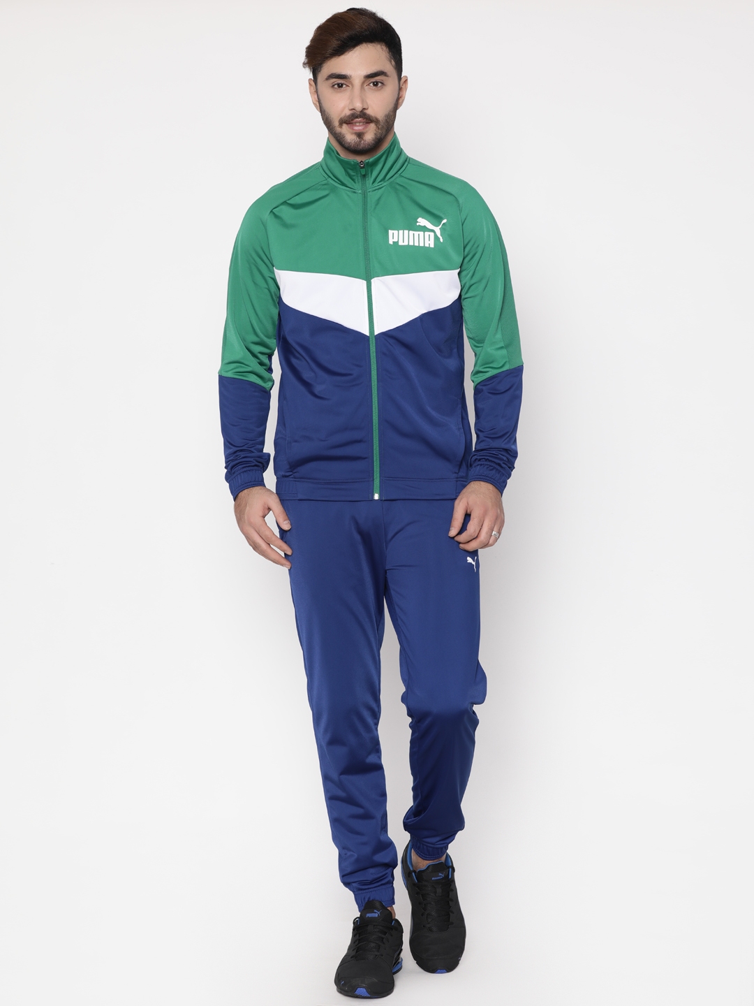 Buy Puma Men Blue & Green Iconic Tricot Tracksuit - Tracksuits for Men ...