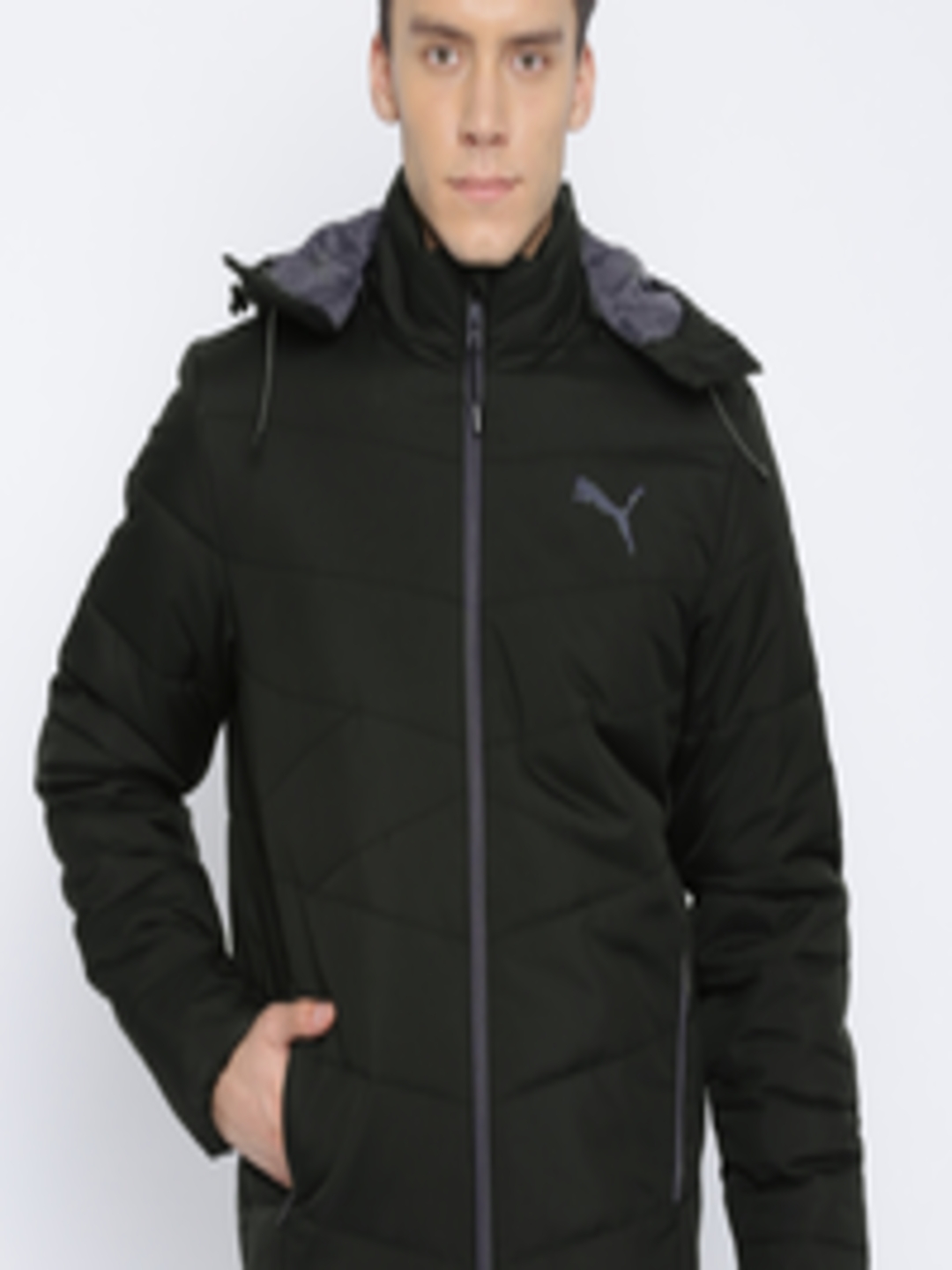Buy Puma Men Black Solid NLA Hooded Padded Track Jacket - Jackets for ...