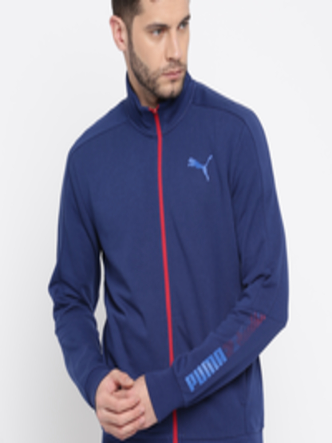 Buy Puma Men Blue Solid Active Hero Sporty Track Jacket - Jackets for ...