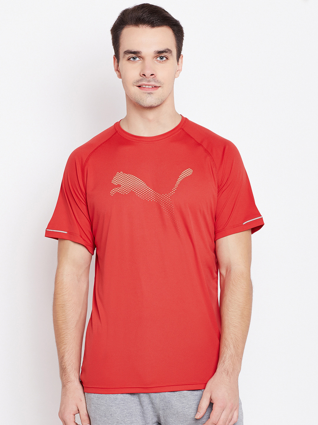 Buy Puma Men Red Core Run Logo Self Design Round Neck T Shirt Tshirts