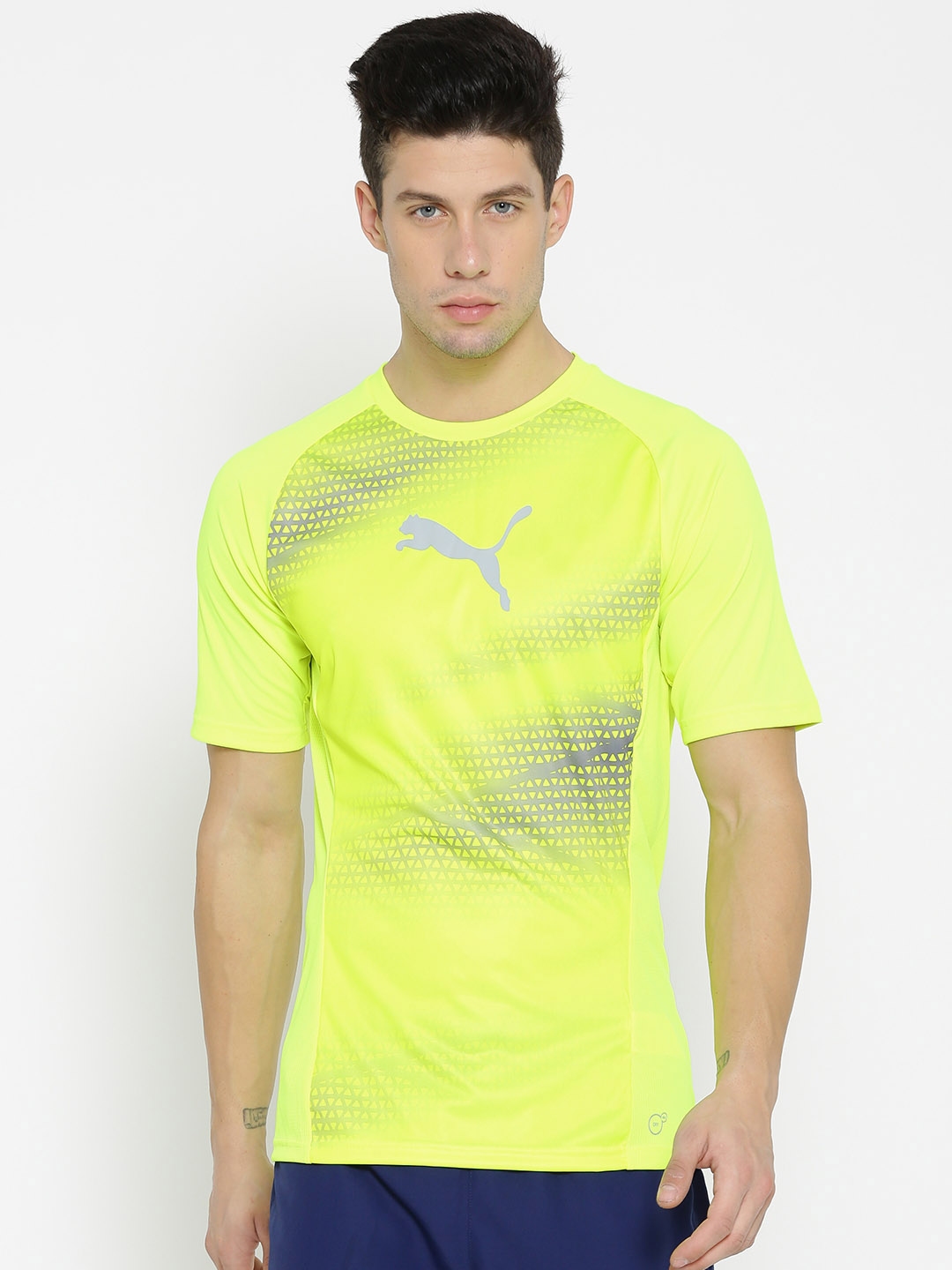 Buy Puma Men Fluorescent Green EvoTRG Graphic Print Round Neck T Shirt ...