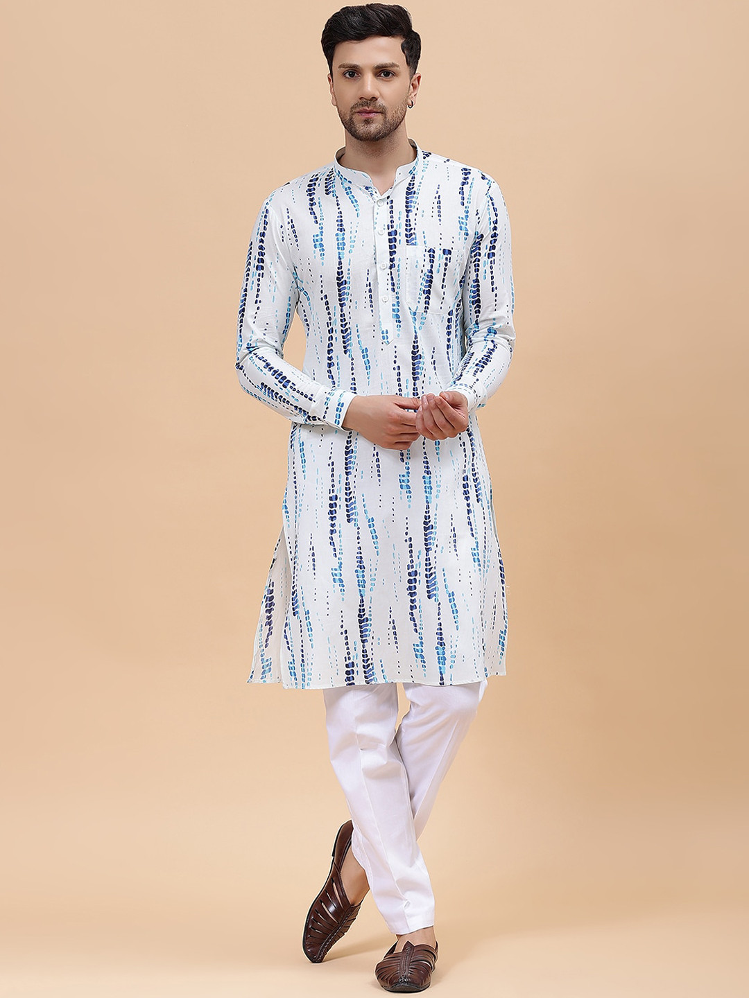 Buy See Designs Tie And Dye Straight Pure Cotton Kurta Kurtas for Men