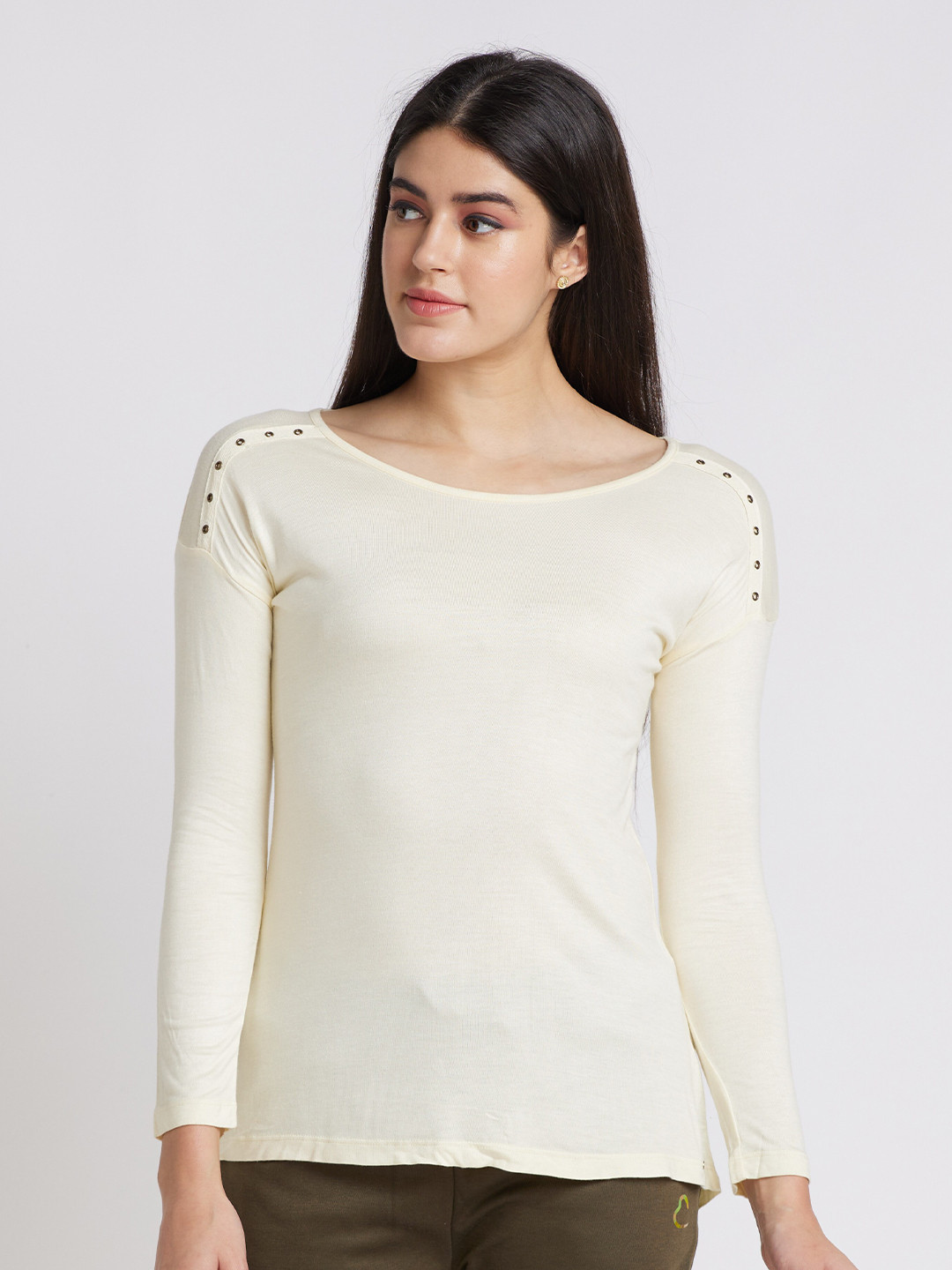 Beige Loose Fit Women's Cotton Shirts By Being Human Clothing