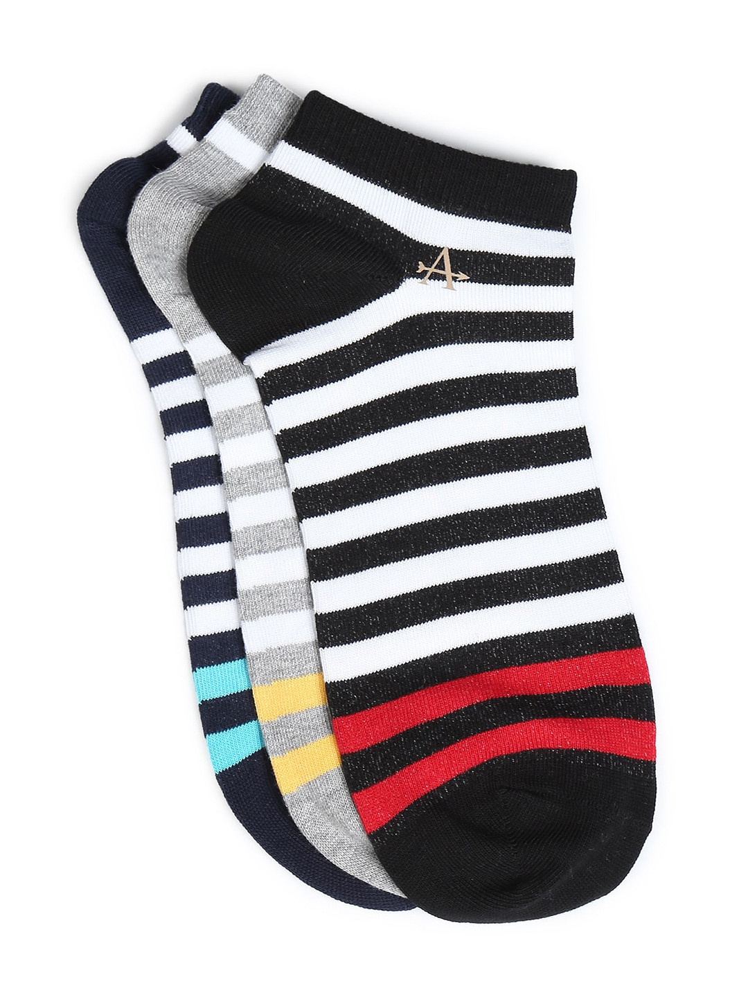 Buy Arrow Men Pack Of 3 Men Striped Pure Cotton Ankle Length Socks