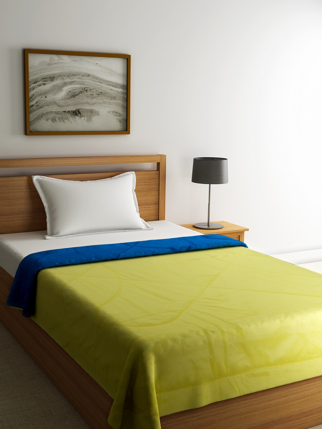 Buy STELLAR HOME Lime Green & Blue Solid AC Room 120 GSM Single Bed