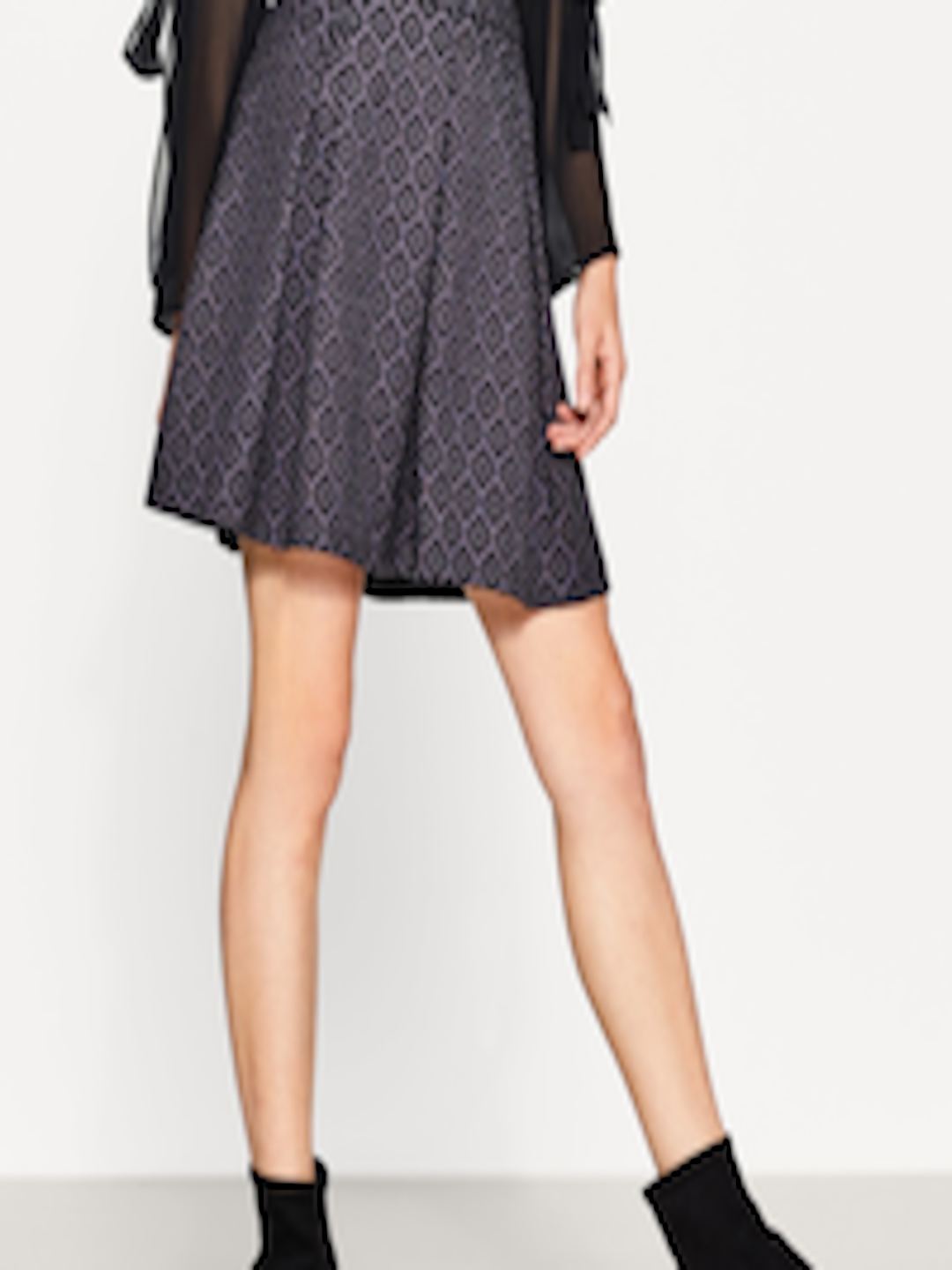 Buy ESPRIT Black & Mauve Patterned Mini Flared Skirt - Skirts for Women ...