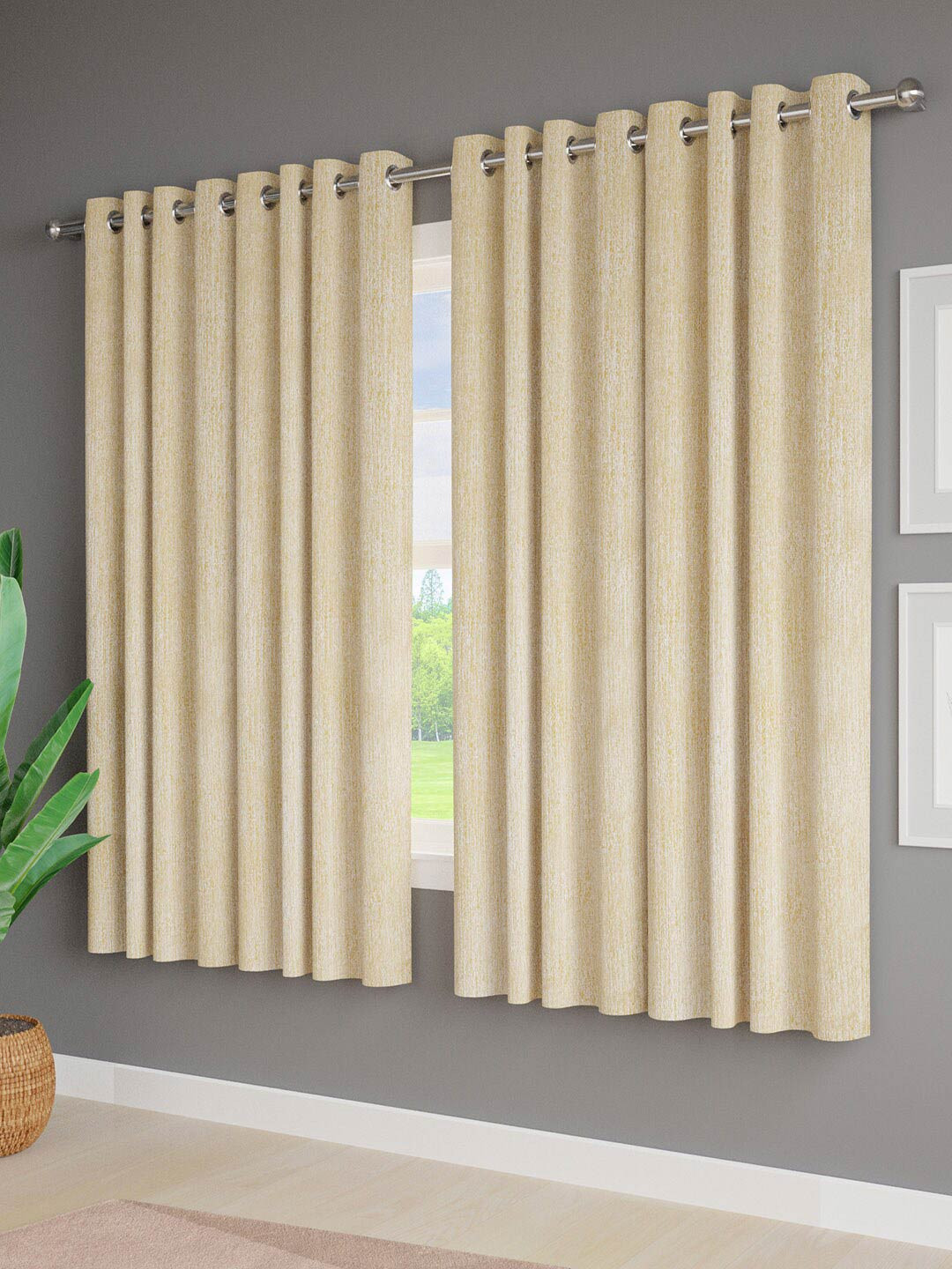 Buy Just Home Green 4 Pieces Self Design Window Curtains Curtains And