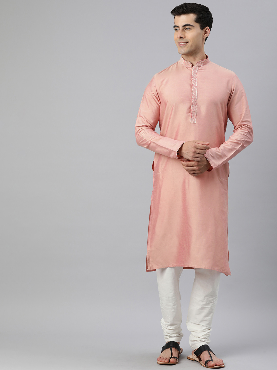 Buy Manthan Men Solid Regular Kurta With Churidar Kurta Sets for Men