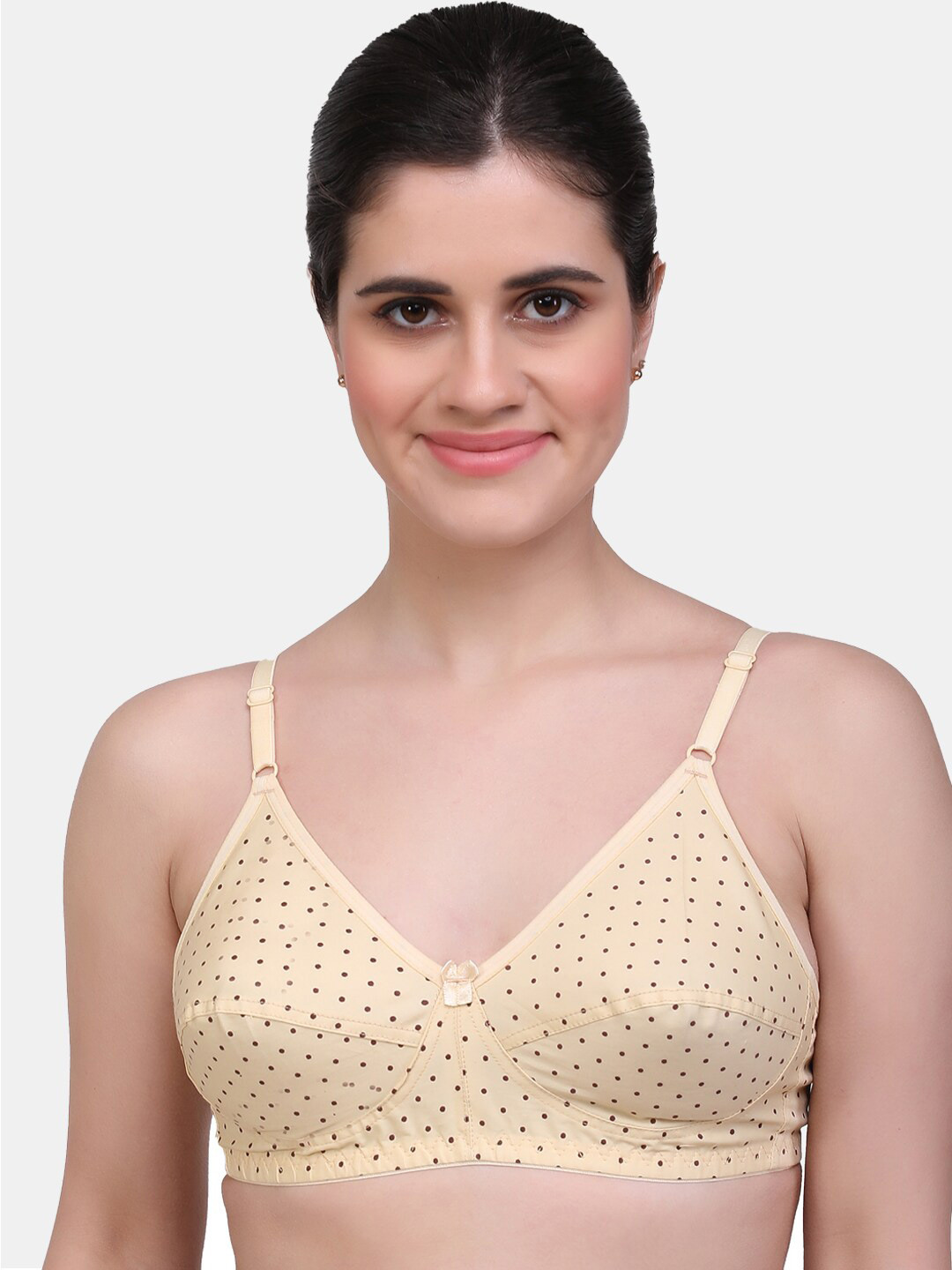 Buy MAROON Polka Dots Printed Full Coverage Seamless Cotton Bra MN 401 S Bra for Women