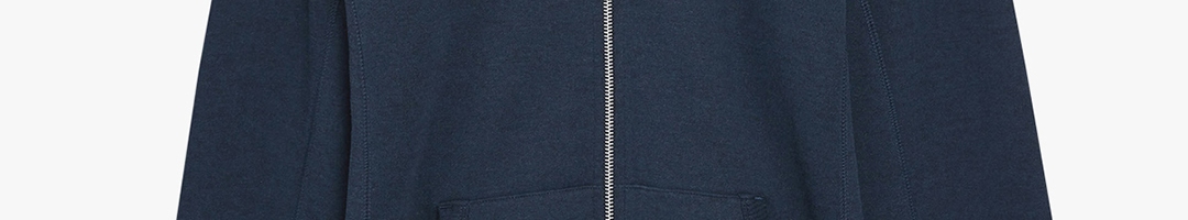 Buy Next Men Navy Blue Solid Hooded Sweatshirt - Sweatshirts for Men ...
