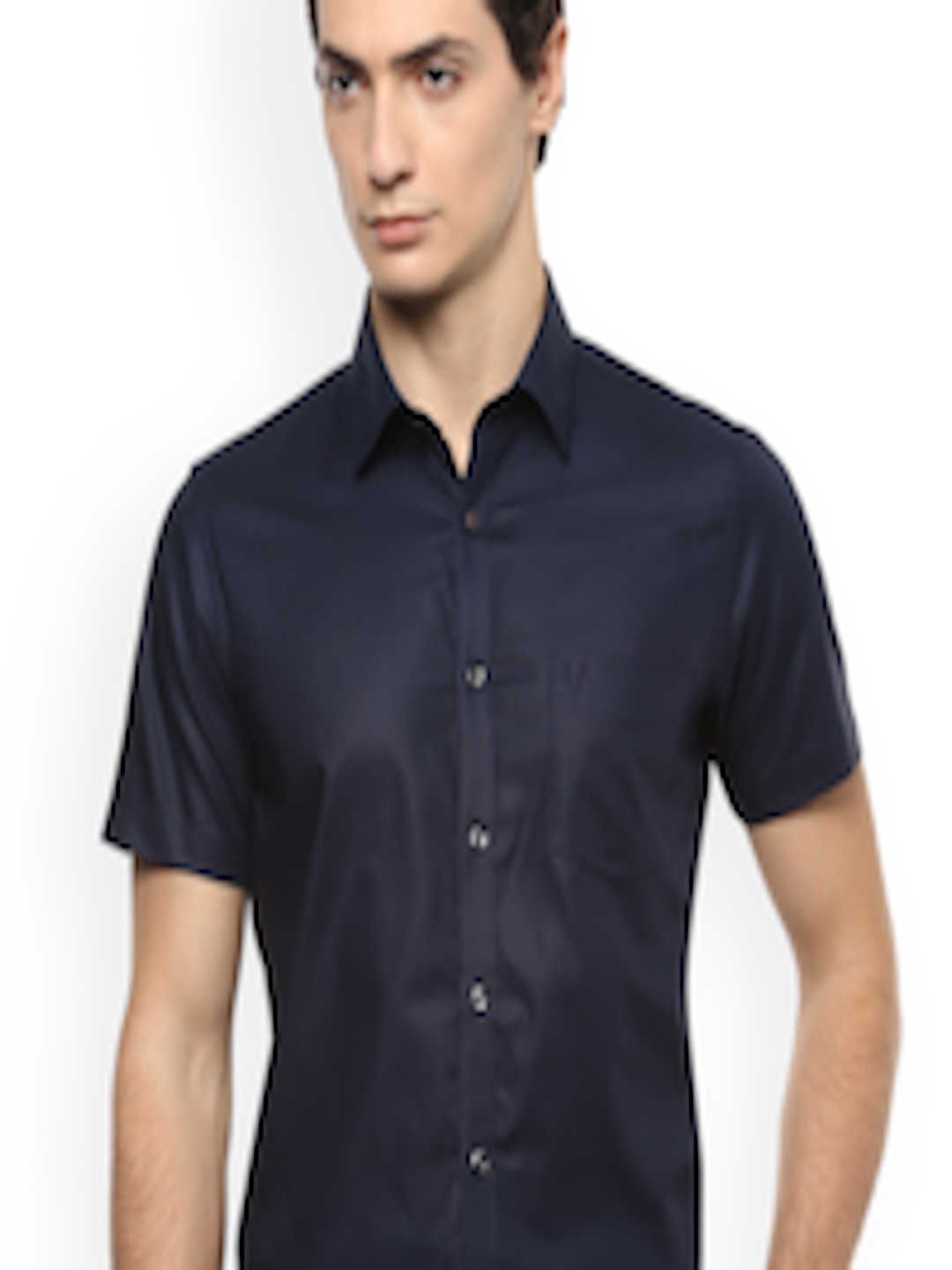 Buy Allen Solly Men Navy Blue Slim Fit Solid Formal Shirt - Shirts for ...