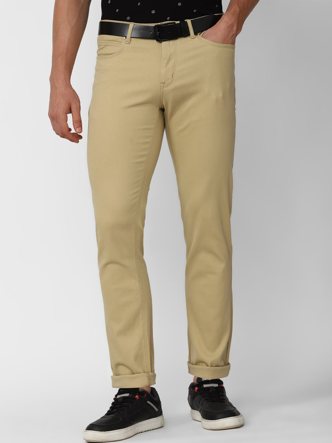 Buy Peter England Casuals Men Mid Rise Slim Fit Pure Cotton Trousers