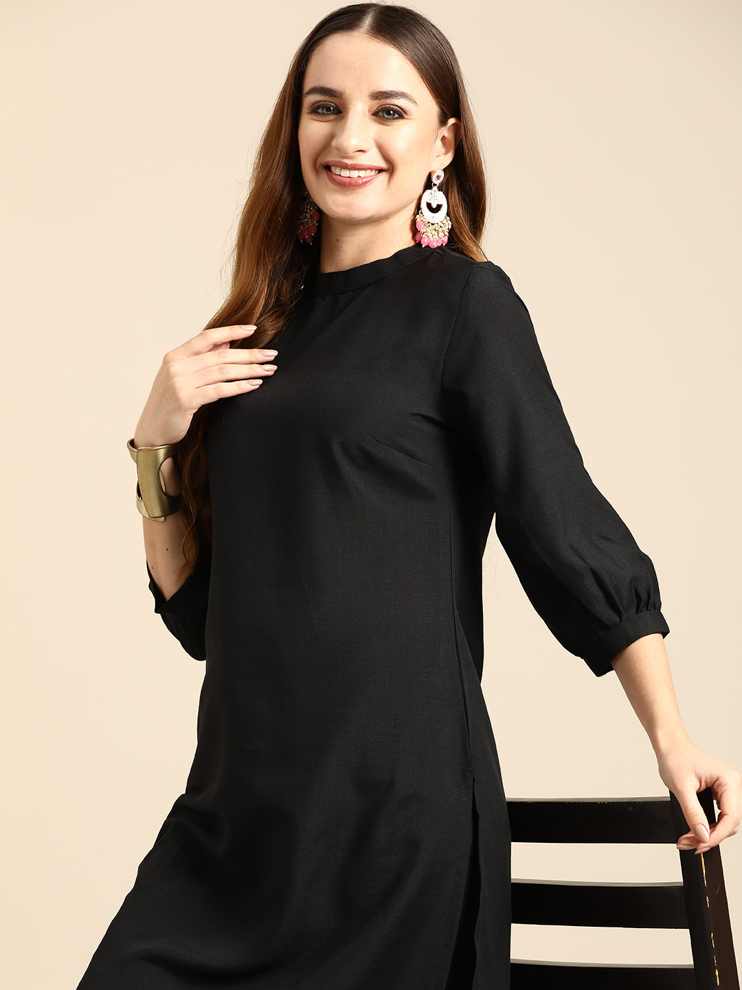 Buy Sangria Solid Puff Sleeves Kurta Kurtas for Women 23490932 Myntra