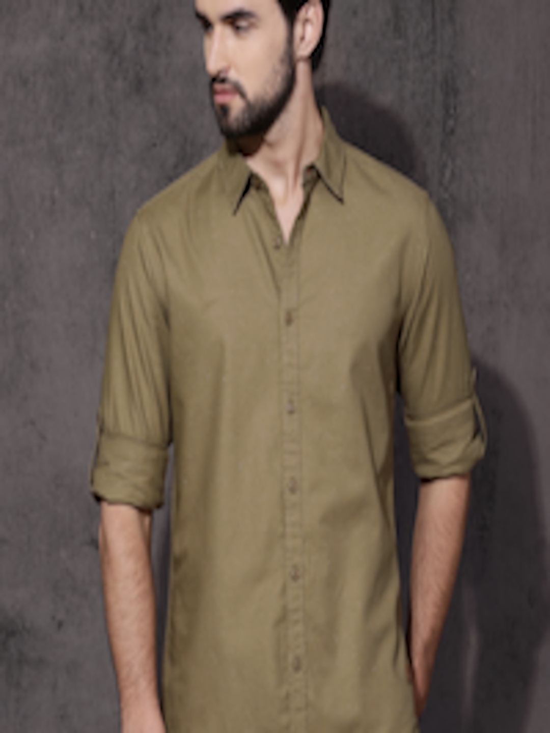 Buy Roadster Men Khaki Solid Casual Shirt - Shirts for Men 2349402 | Myntra