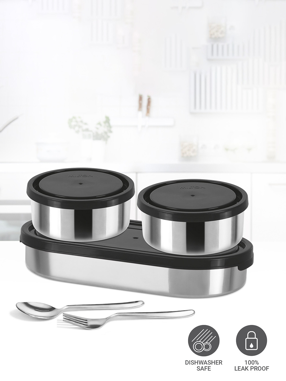 Buy Milton Black Master Lunch Stainless Steel Tiffin With Spoon & Fork