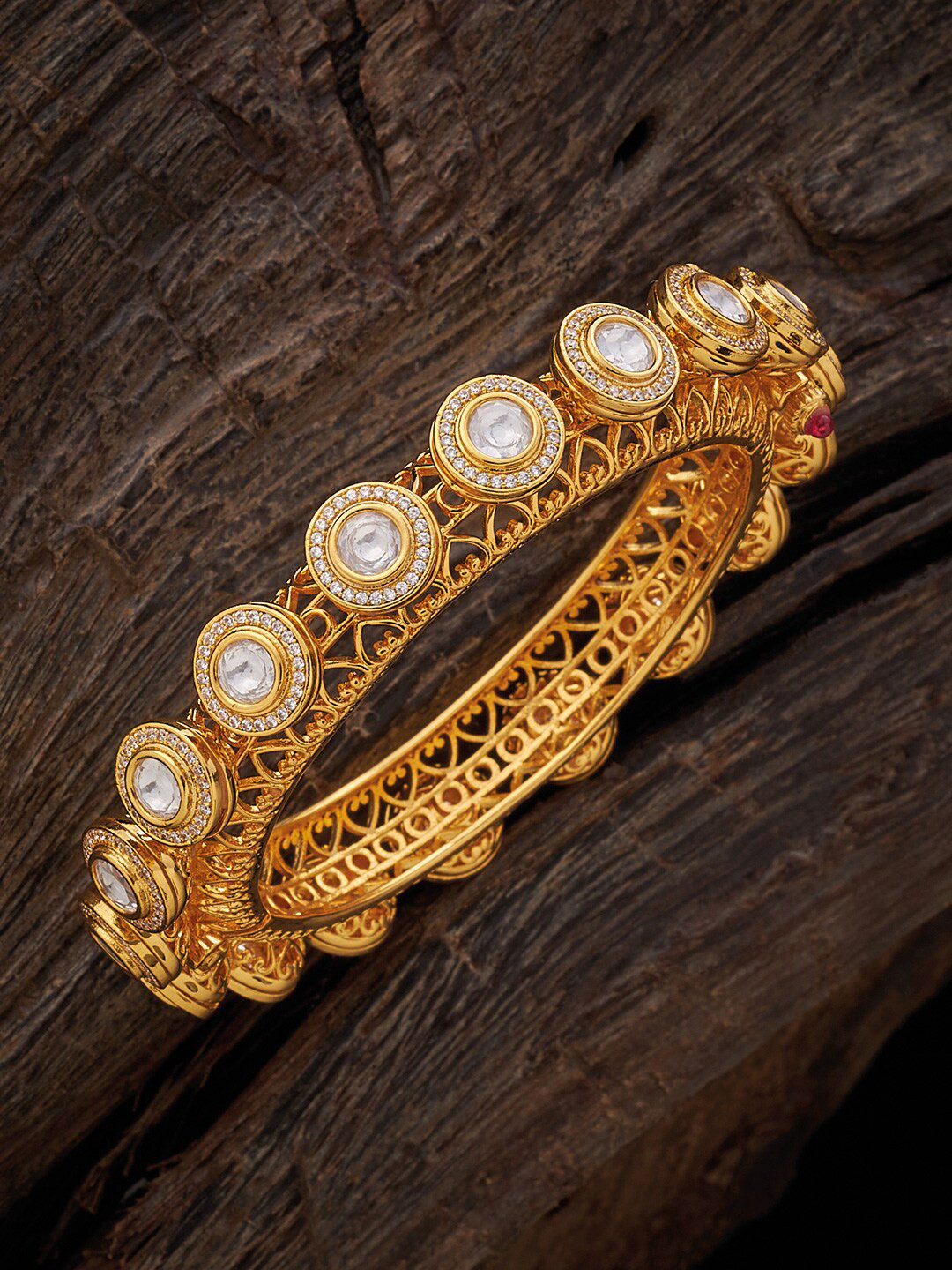 Buy Kushal's Fashion Jewellery Gold Plated Kundan Studded Bangles