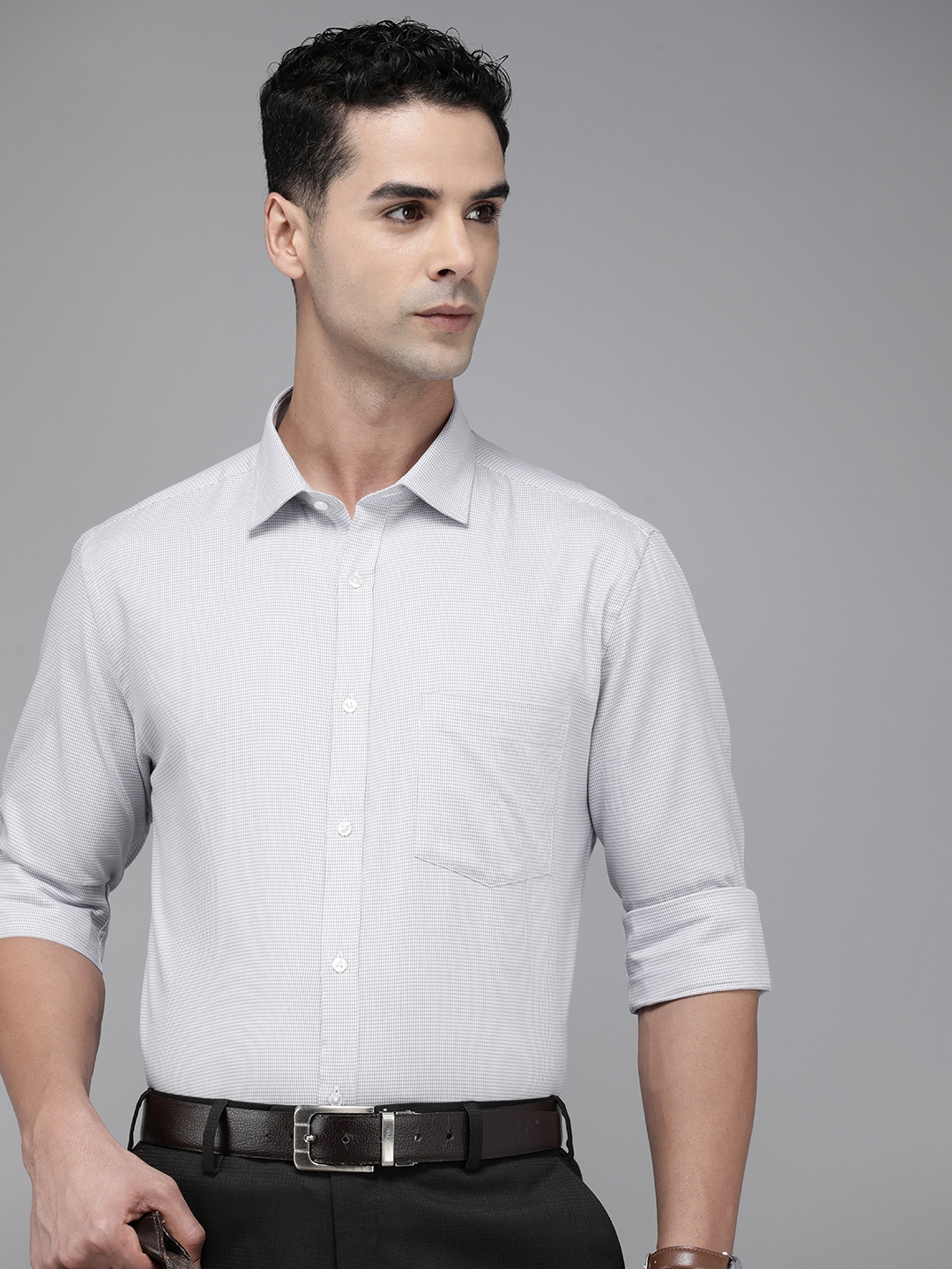 Buy Park Avenue Pure Cotton Self Design Slim Fit Textured Formal Shirt ...