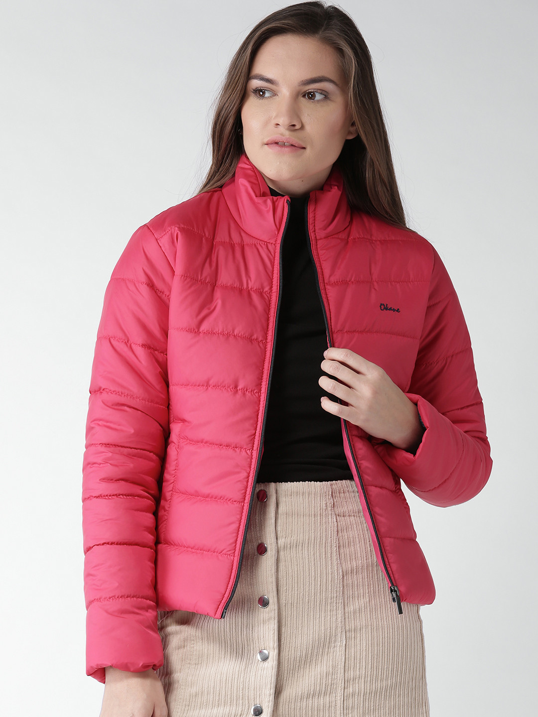 Buy Okane Women Pink Solid Quilted Jacket Jackets for Women 2350453 Myntra