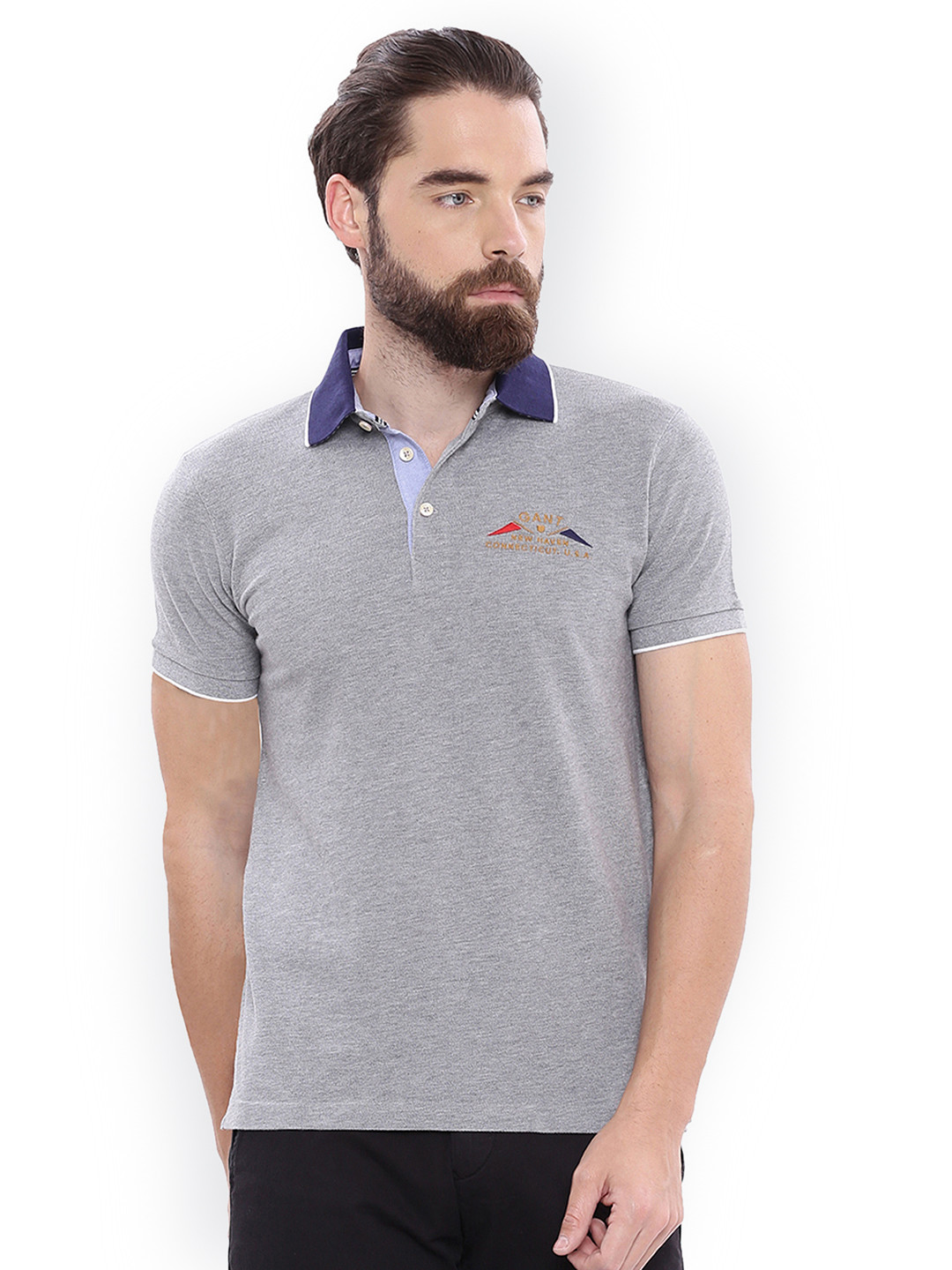 Gant Men Red Solid Pure Cotton  Polo Collar T-Shirt