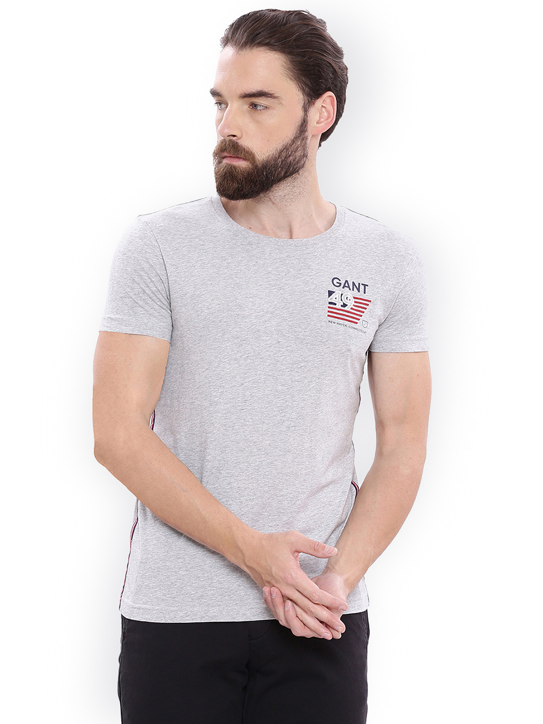 Gant Men Red Printed Round Neck Short Sleeves Tshirt