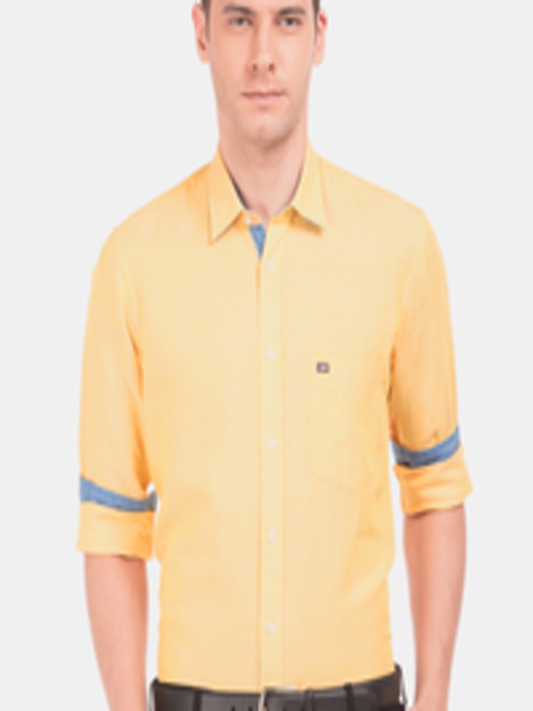 Buy Arrow Sport Men Yellow Solid Regular Fit Smart Casual Shirt ...