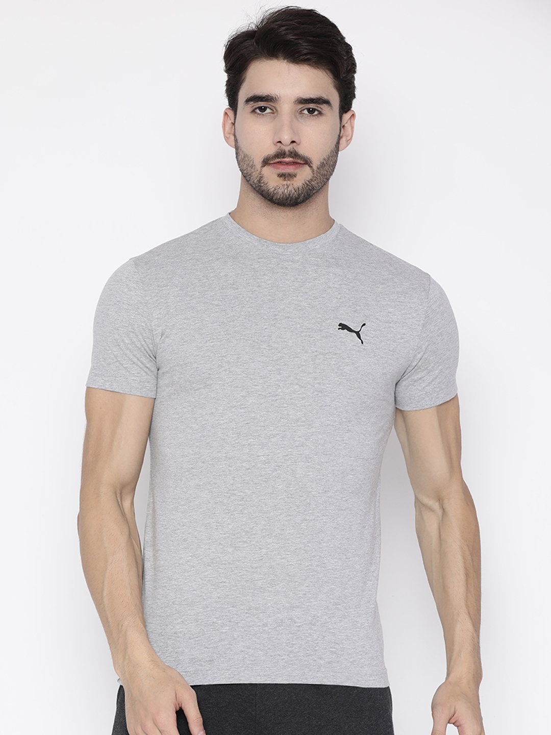 Buy Puma Men Grey Solid Round Neck T Shirt - Tshirts for Men 2351856 ...