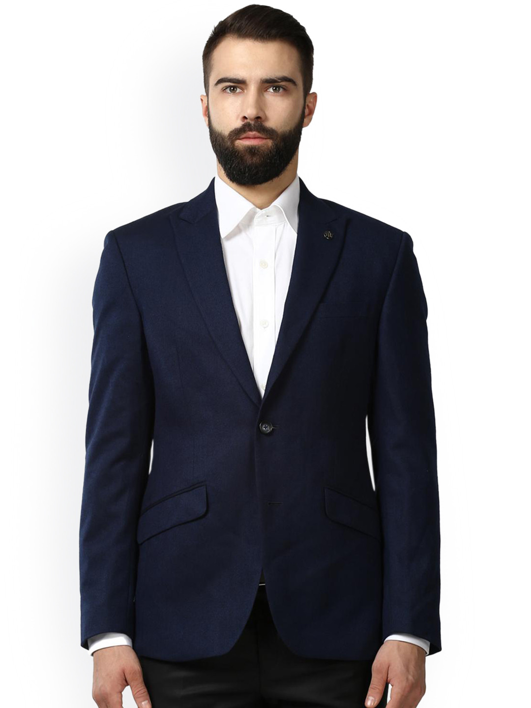 Buy Raymond Men Navy Blue Solid Single Breasted Formal Blazer Blazers