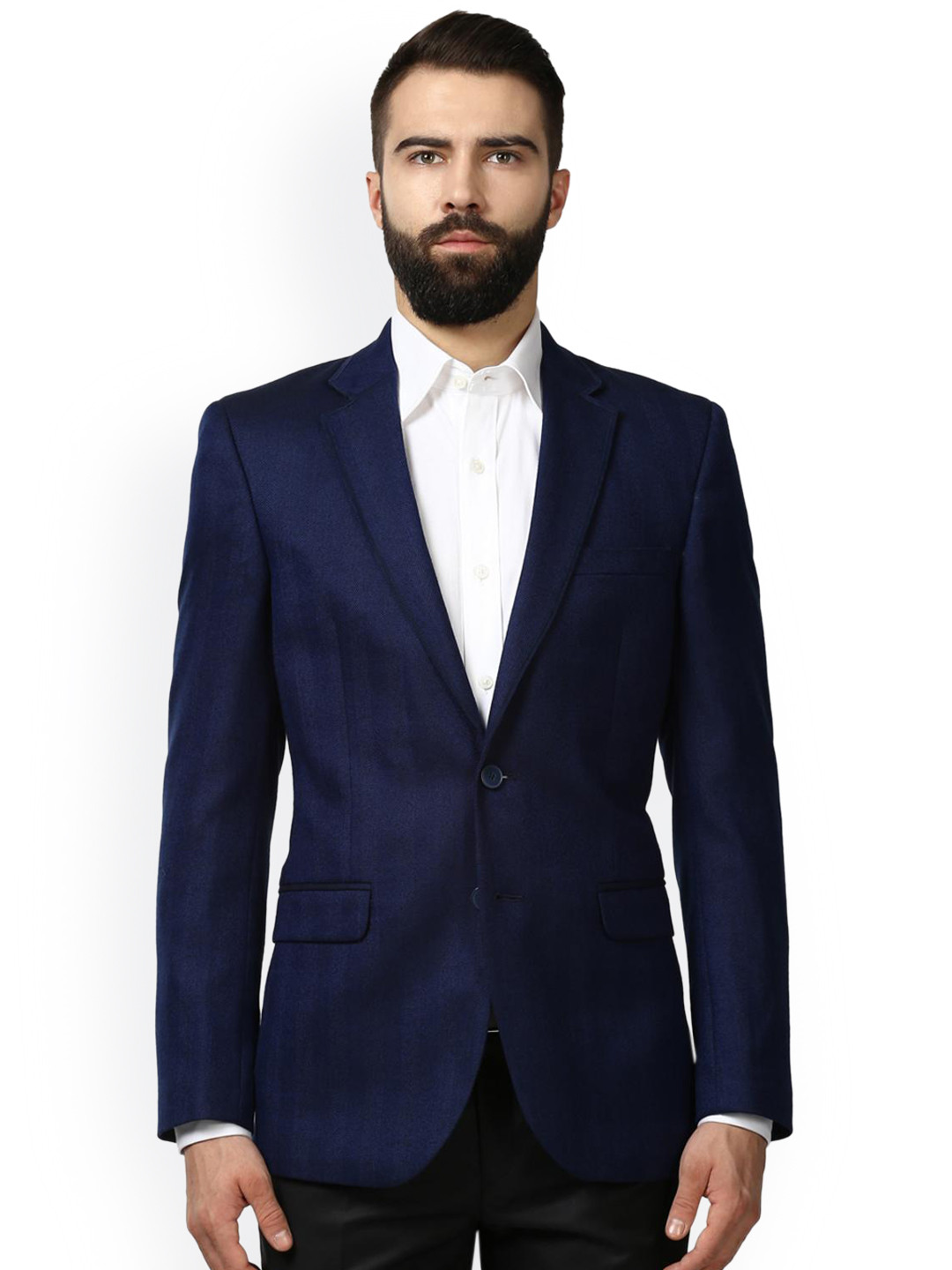 Buy Raymond Men Navy Blue Solid Single Breasted Formal Blazer Blazers