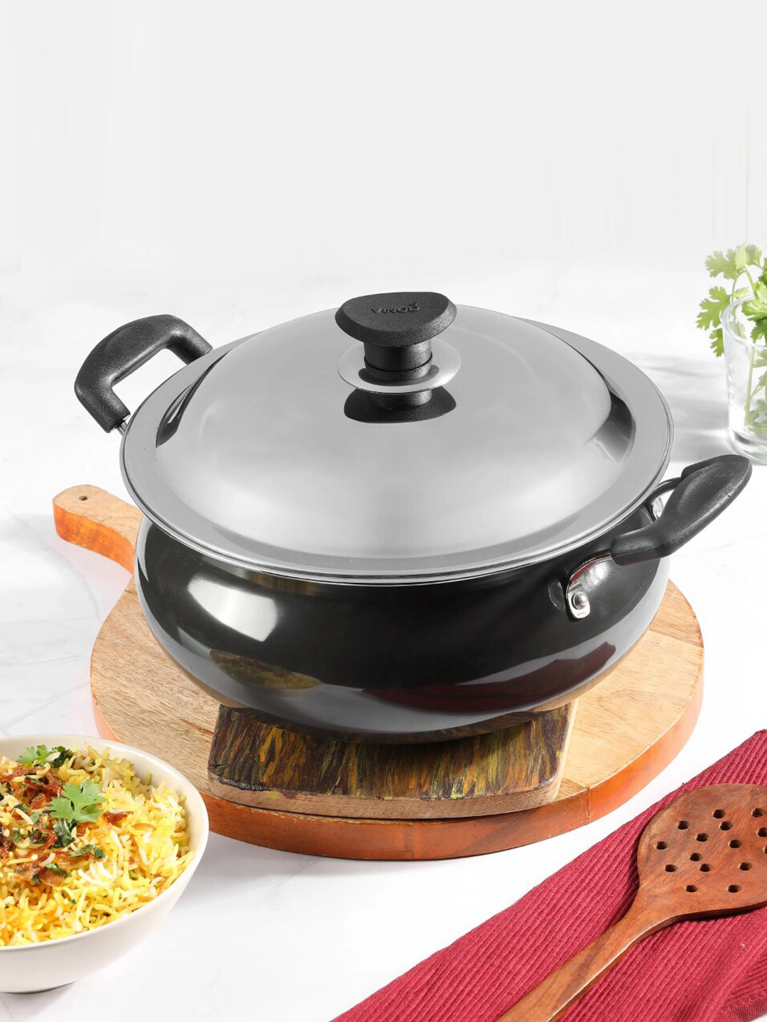 Buy Vinod Black Hard Anodized Handi With Lid Cookware for Unisex