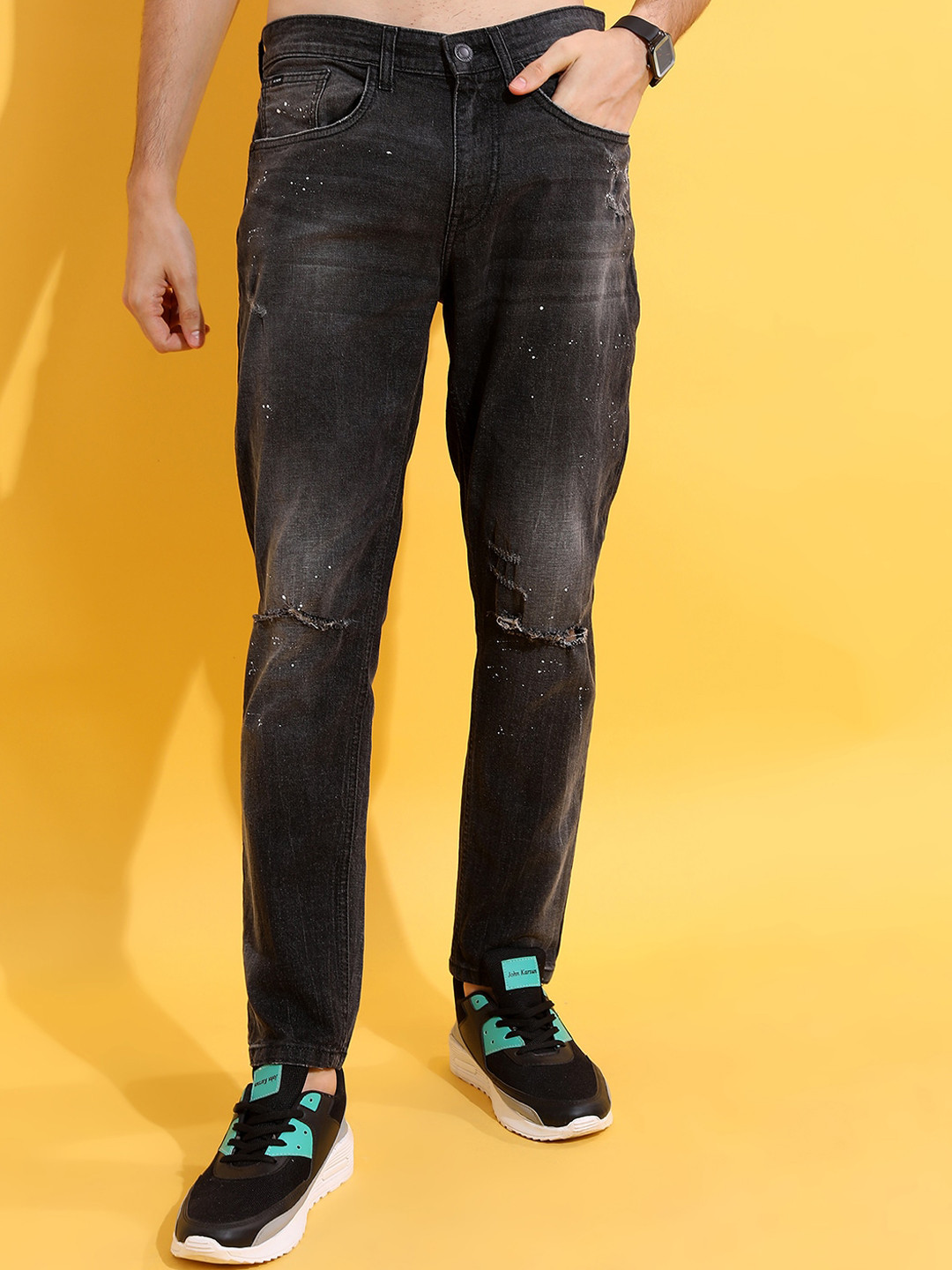 Buy HIGHLANDER Men Low Distress Heavy Fade Tapered Fit Stretchable