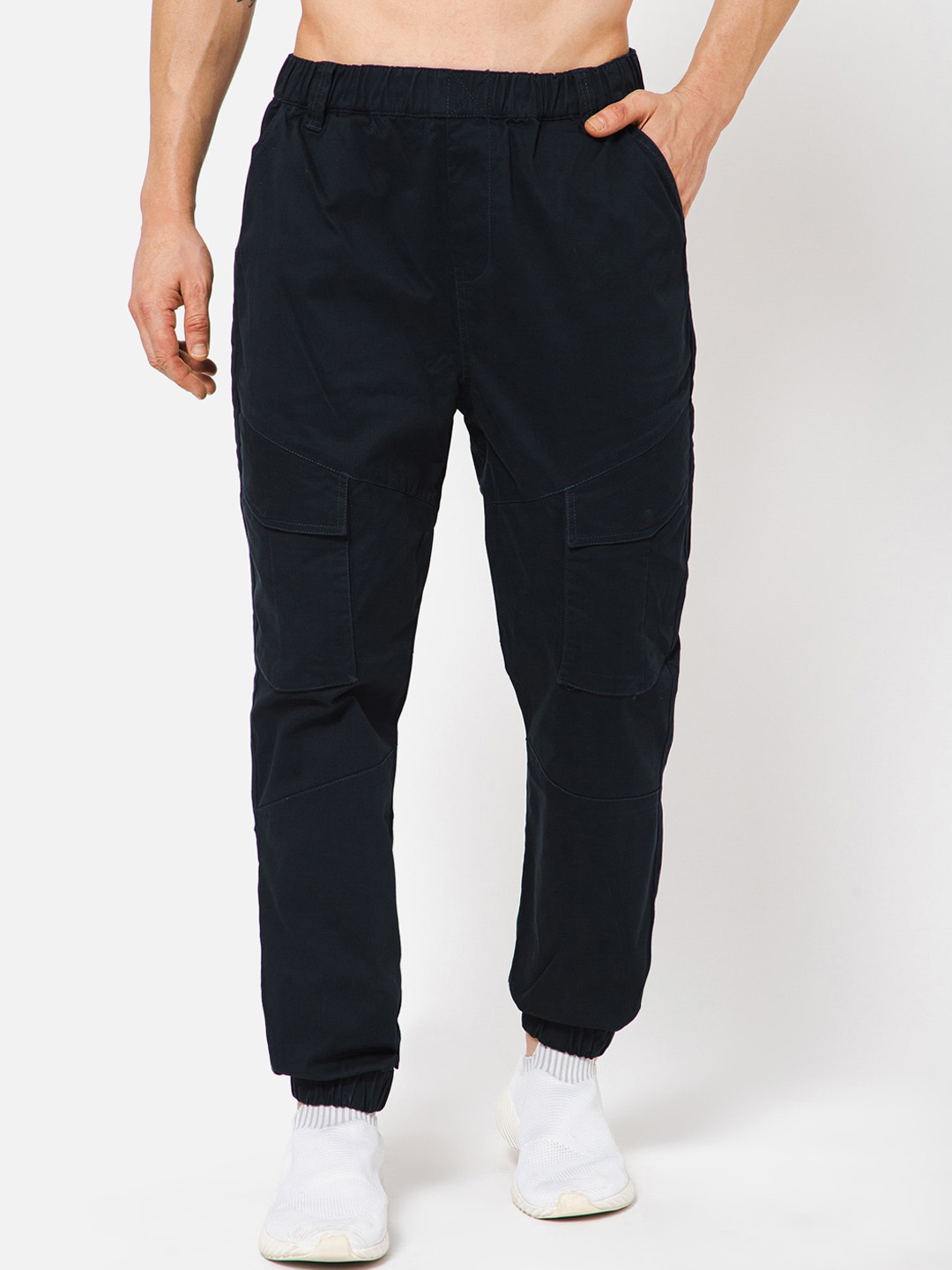 Pantaloni Tuta Uomo Jogger Con Tasche - Casual Morbido Vita Regolabile - Blu Navy, 3XL