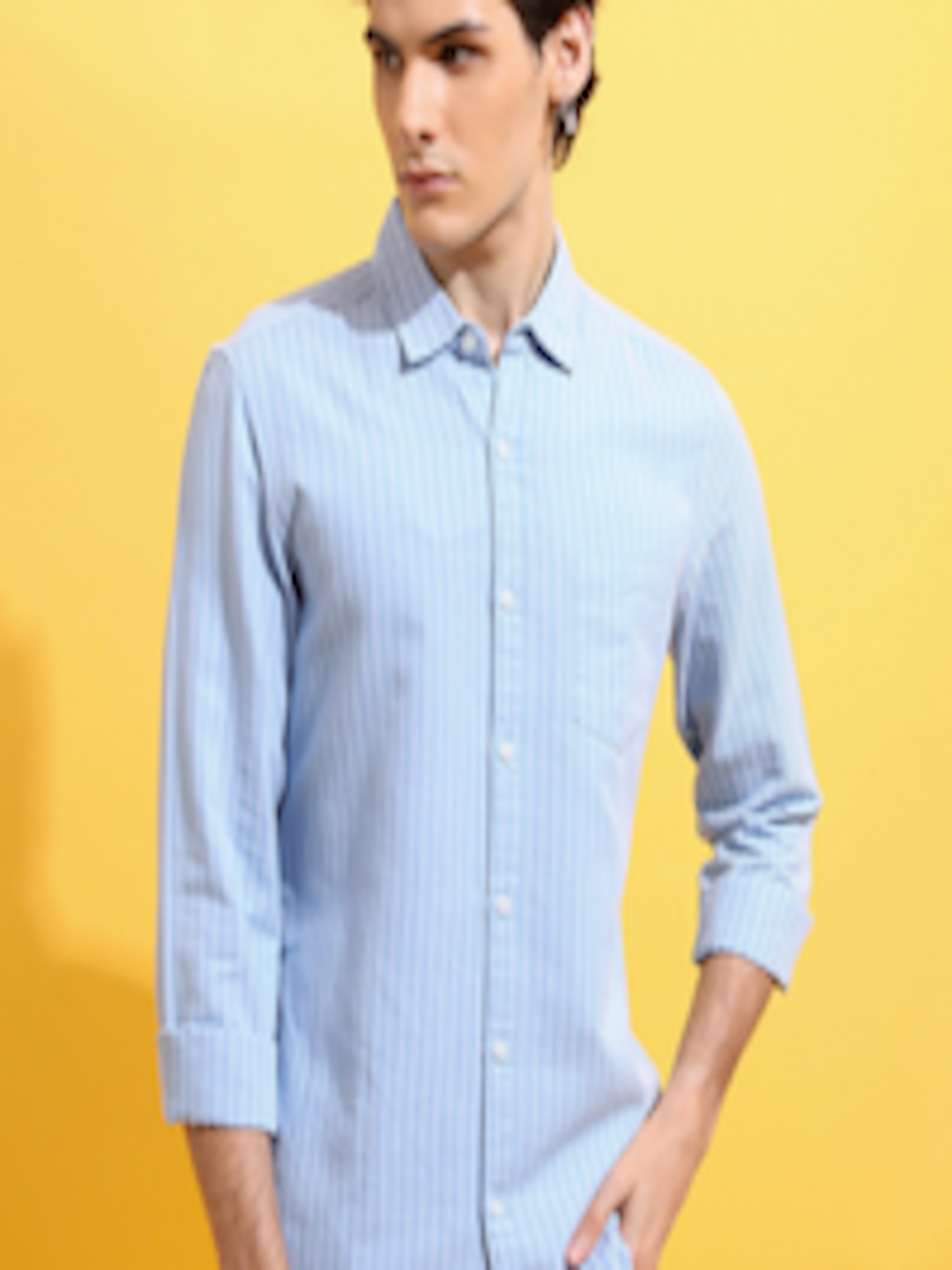 Buy HIGHLANDER Men Blue Slim Fit Opaque Striped Casual Shirt - Shirts ...
