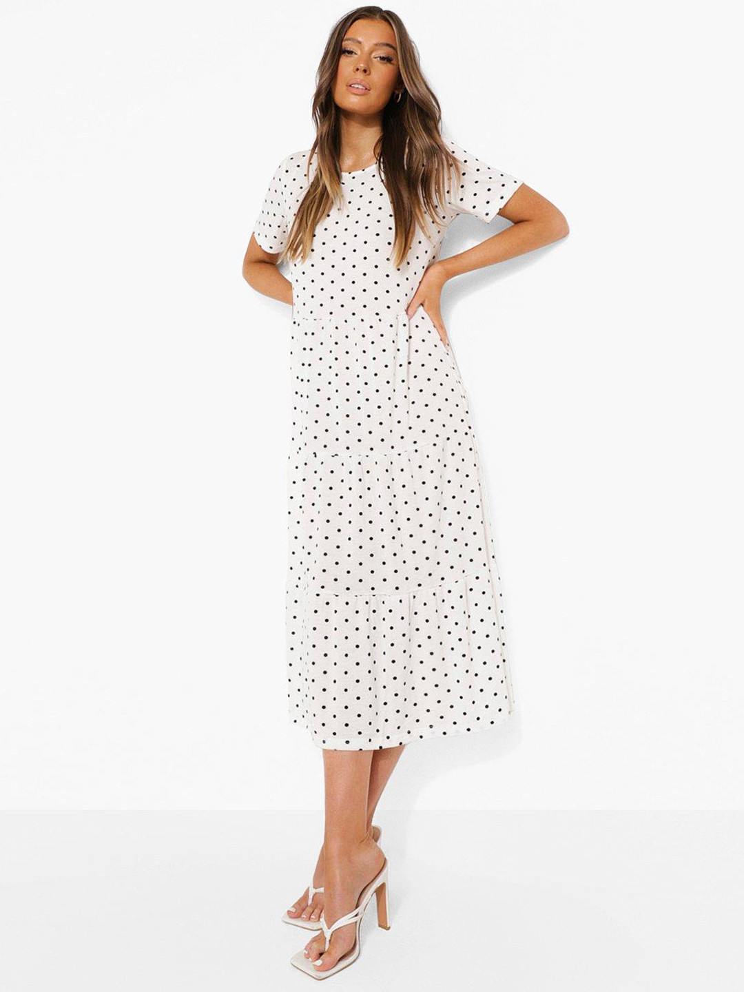 boohoo polka dot midi dress