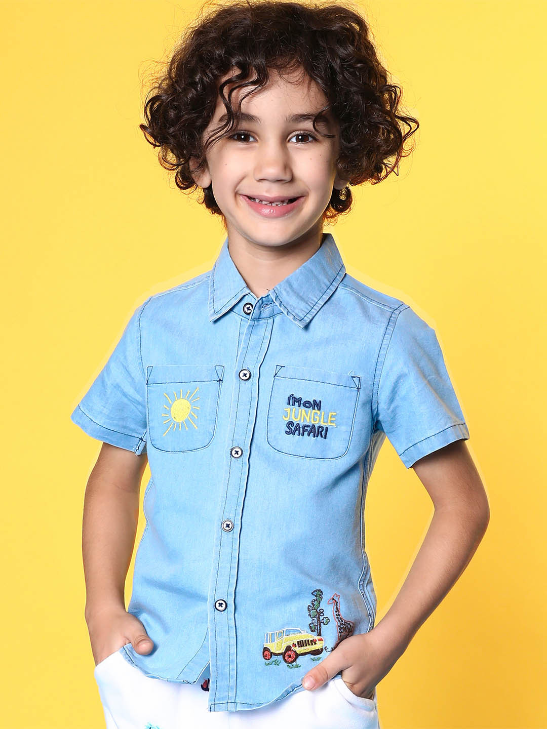 Buy Nauti Nati Boys Standard Embroidered Cotton Linen Tailored Fit ...