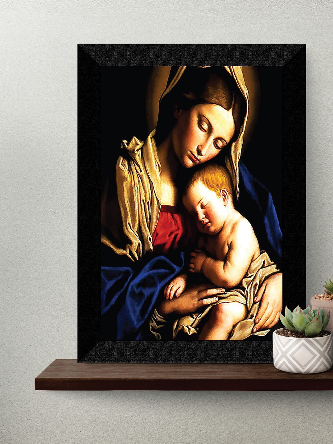Buy SAF Brown & Blue Lord Jesus And Mother Mary Wall Art - Wall Art for ...