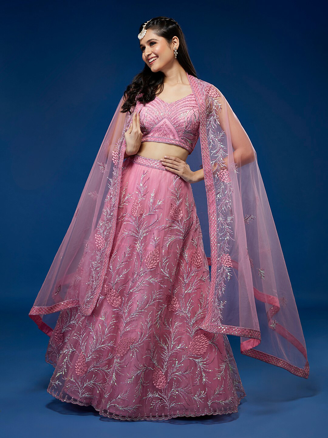TRENDMALLS Camicetta Lehenga Choli Unstitch Semi-cucita Con Ricamo - 4