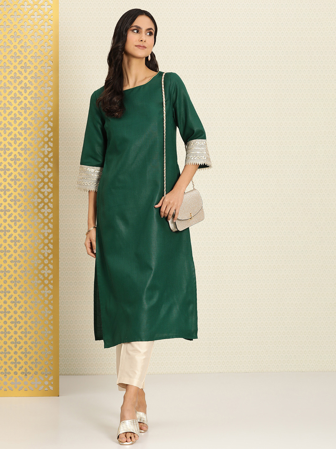 Women's Dark Green Rozana Straight Kurta