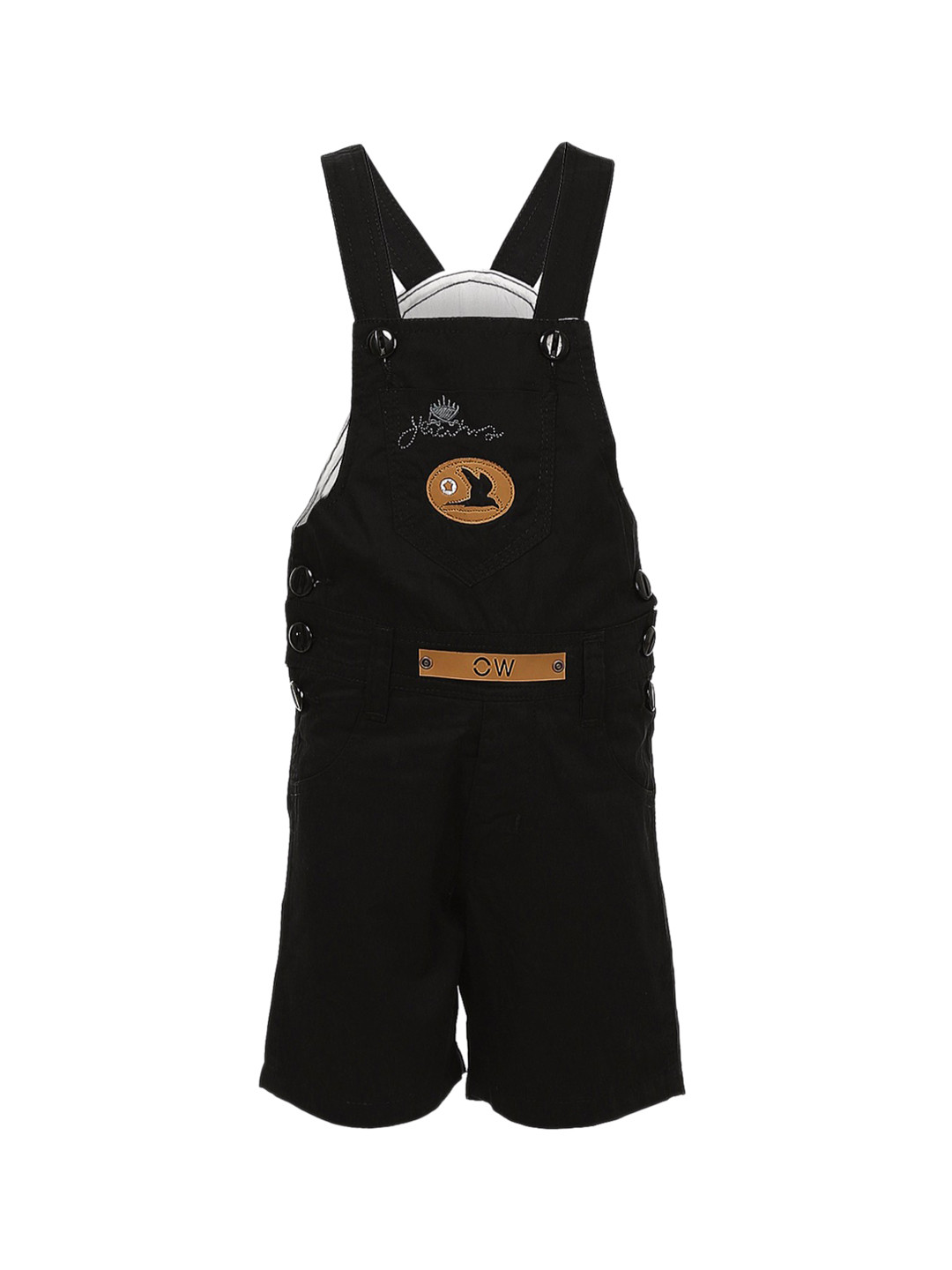 Buy FirstClap Kids Black Denim Dungarees Dungarees for Unisex 2354970