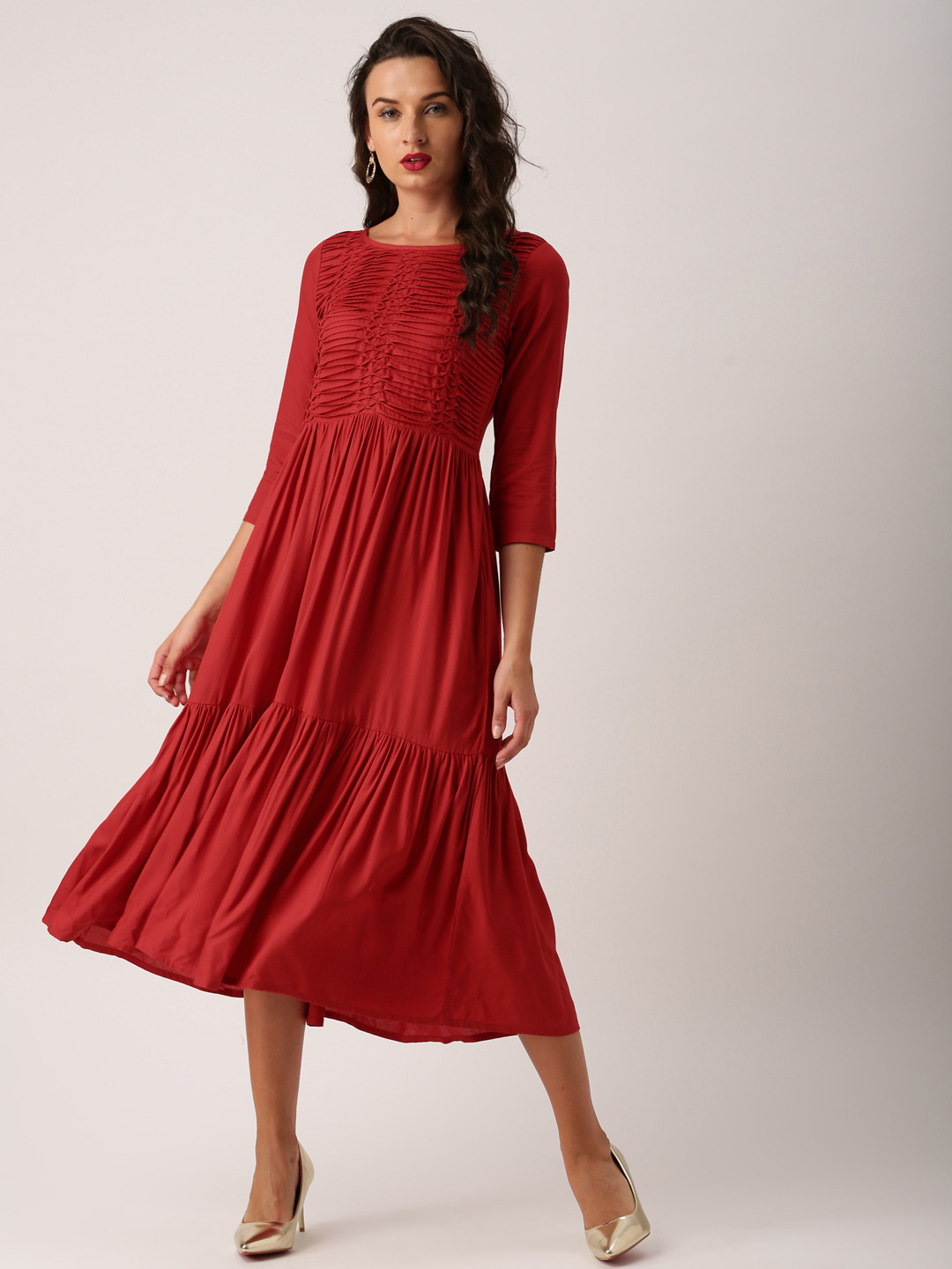 Buy IMARA Women Red Solid Maxi Dress Dresses for Women 2355219 Myntra