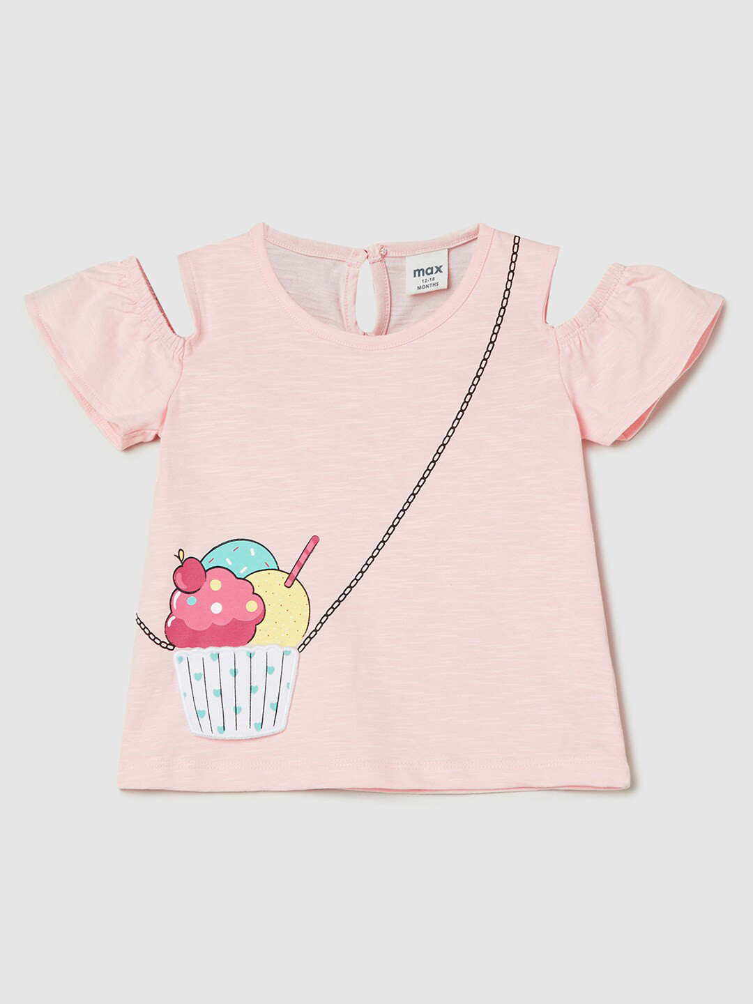 Girls Pink Printed Single Shoulder Cotton Top main image 0